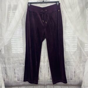 Calvin Klein Size 0X Plus Pants Purple Velvet Sweatpants Elastic Ties 30" Inseam